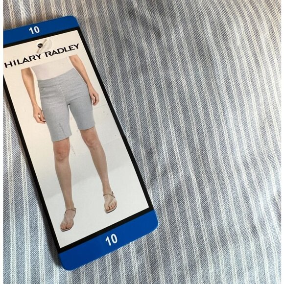 NEW Hilary Radley Bermuda Shorts | Blue Striped - Picture 1 of 6